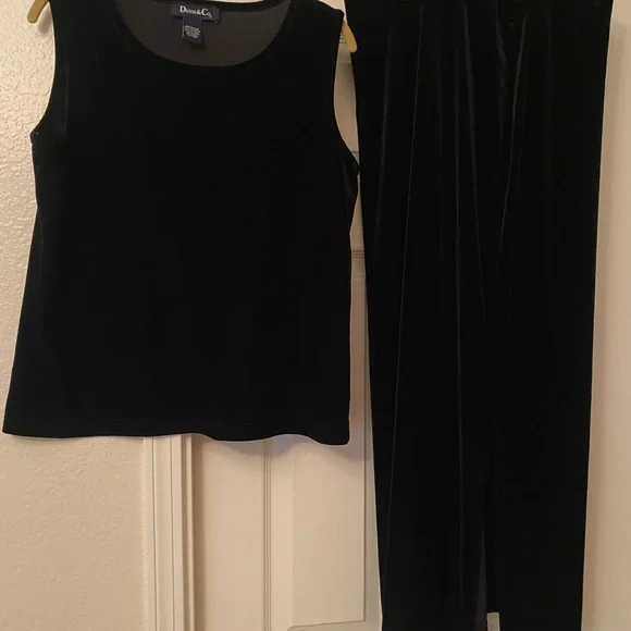 Denim &Co 3 Puce Velvet Tank Jacket Skirt set - Picture 5 of 6